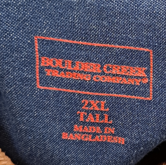 Bolder Creek denim Button down long sleeve shirt with corduroy collar - Picture 3 of 5